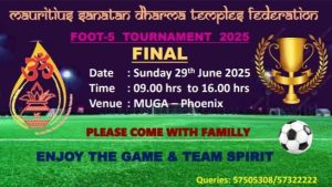 Football Tournament Final – Mauritius Sanatan Dharma Temples Federation